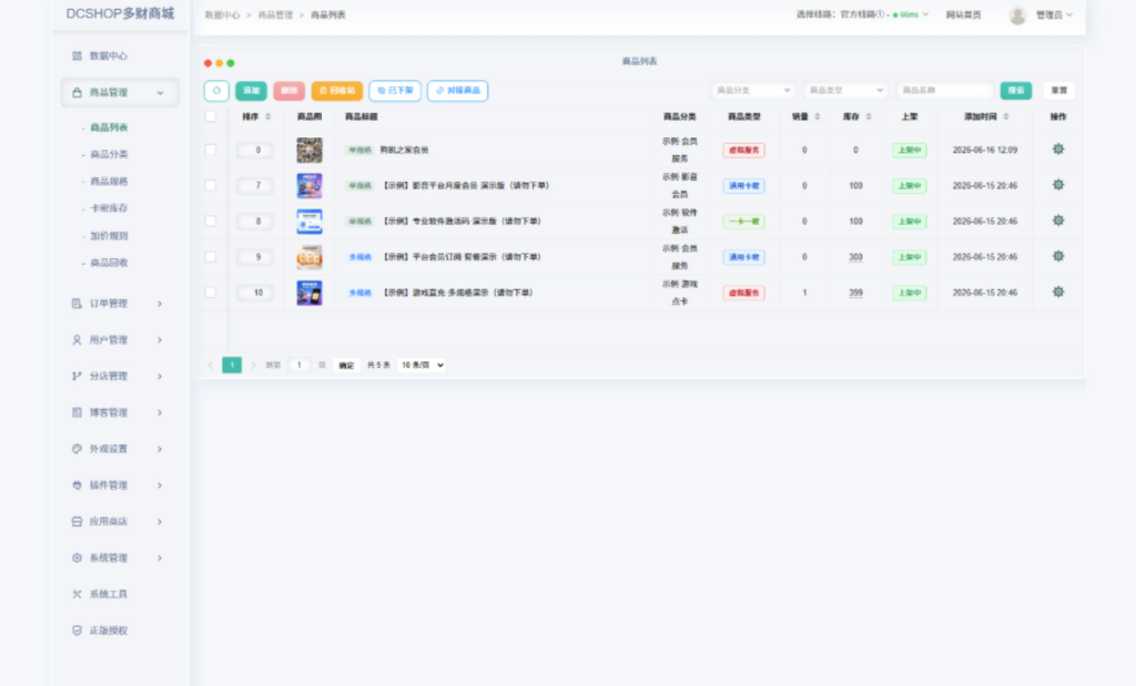 图片[4]-DCSHOP自动发卡系统新增实物发货+分店分销-自带博客引流_一键搭建全自动电商平台