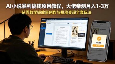 AI写小说暴利项目全揭秘：零基础短篇故事创作+投稿变现-亲测稳定月入1W–3W-资源网站
